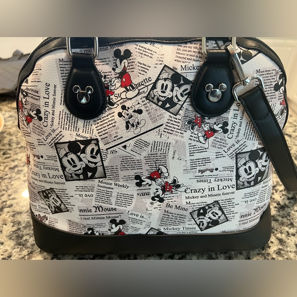 Disney Mickey Crazy In Love Newspaper Satchel with Strap.
